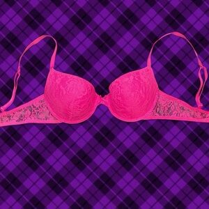 SO Vibrant Pink Lace Bra